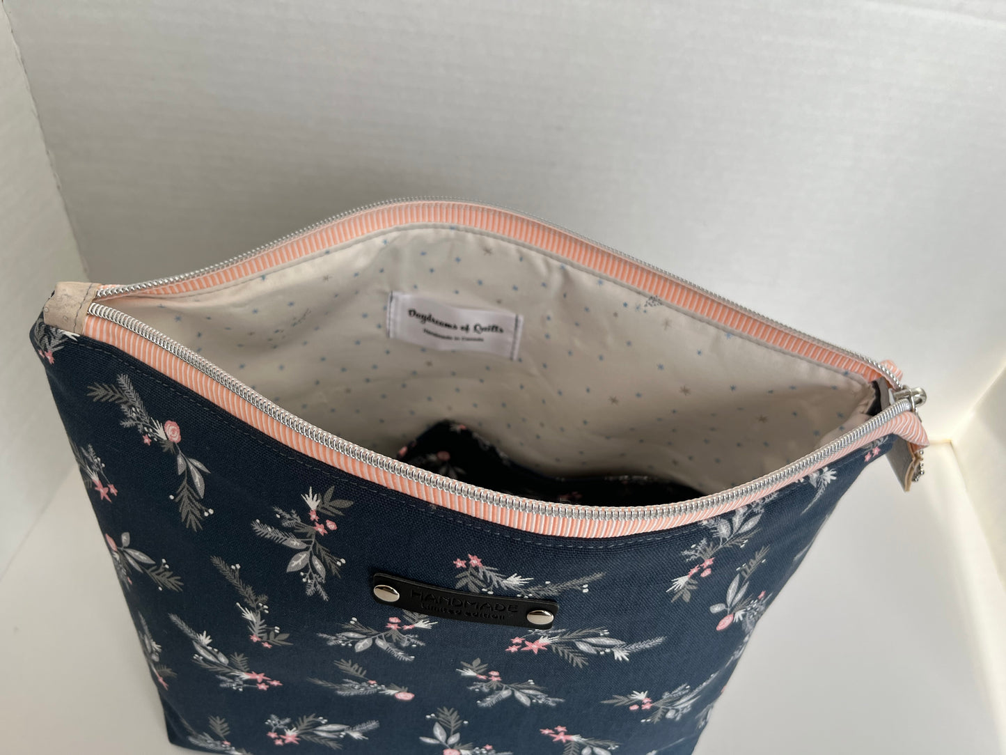 Winter Floral Cosmetics Bag, Toiletry Bag, Project Bag