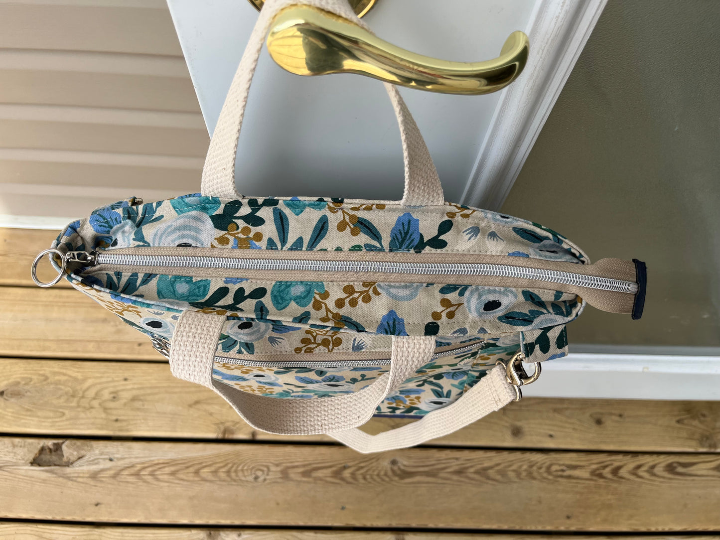 Blue Floral Rifle Paper Co Cross body Tote Bag