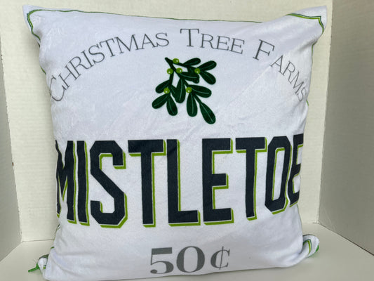 Mistletoe Graphic And Plaid Minky Pillow Cover