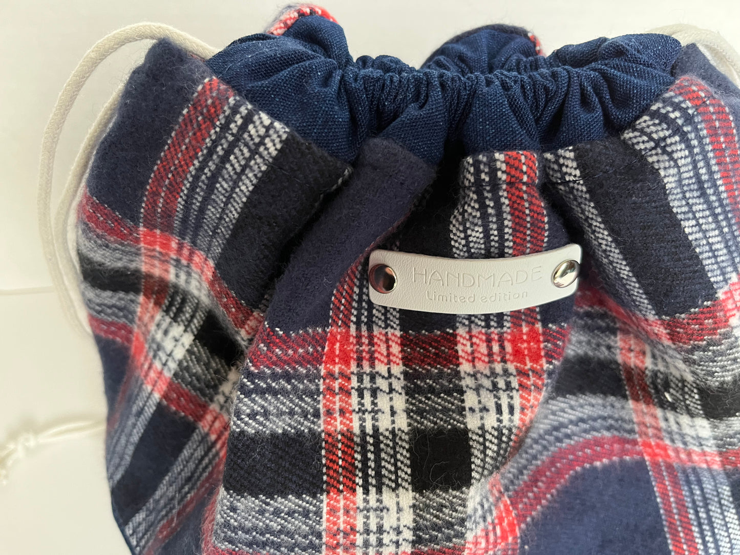Plaid Flannel Small Knitting Bag, Fall Project Bag, Finch Bucket Bag