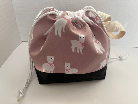 Alpaca Themed Small Knitting Bag, Finch Bucket Bag
