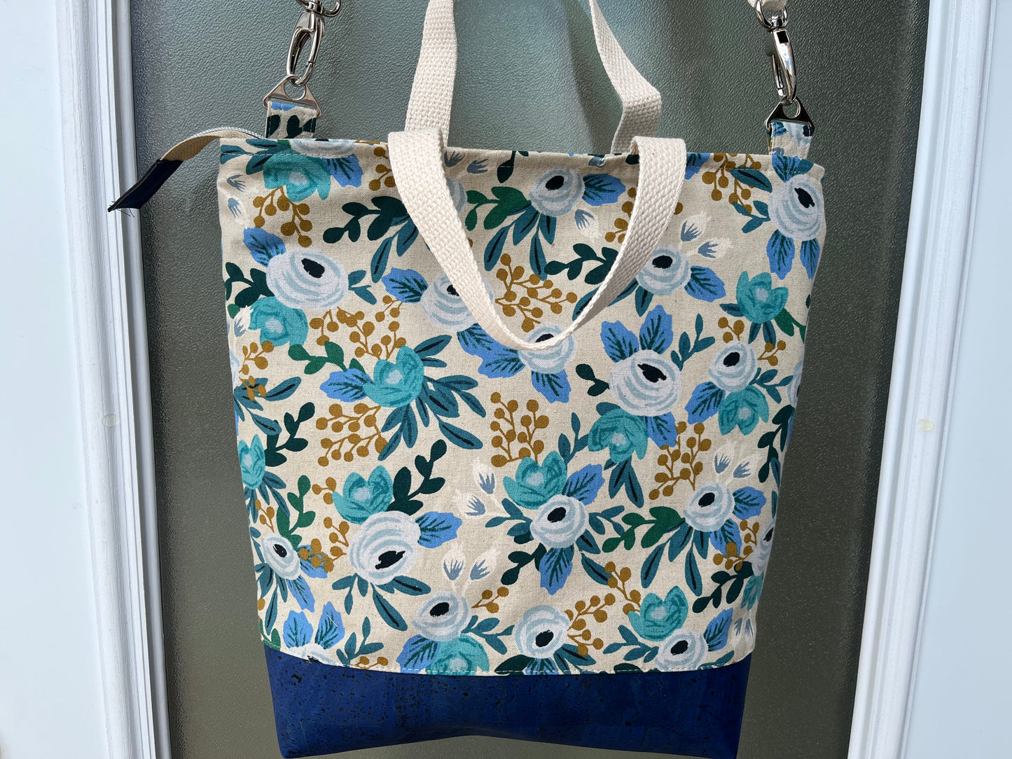 Blue Floral Rifle Paper Co Cross body Tote Bag