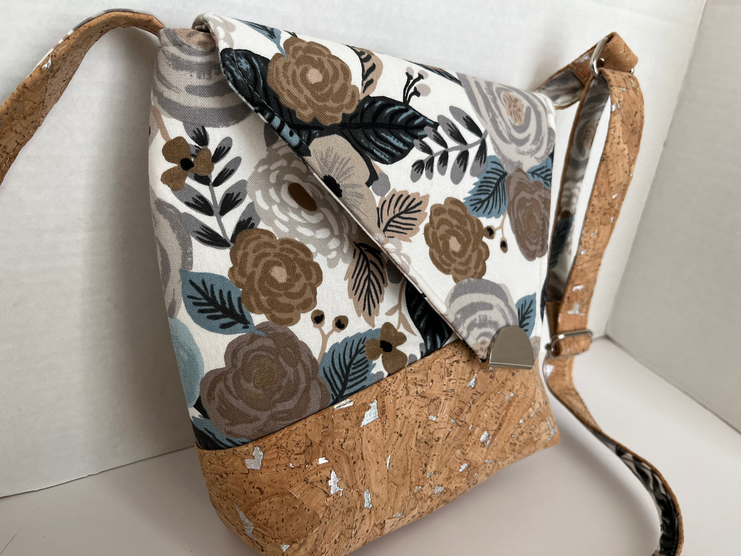 Taupe Rifle Paper Co Floral Crossbody Sling Bag