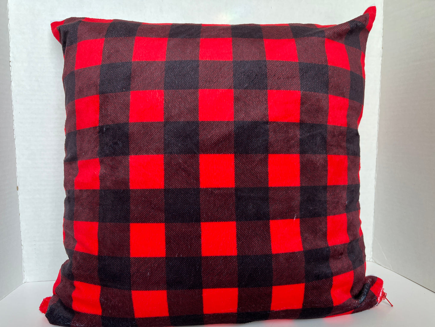 Christmas Baking Graphic and Plaid Minky Pillow Cover